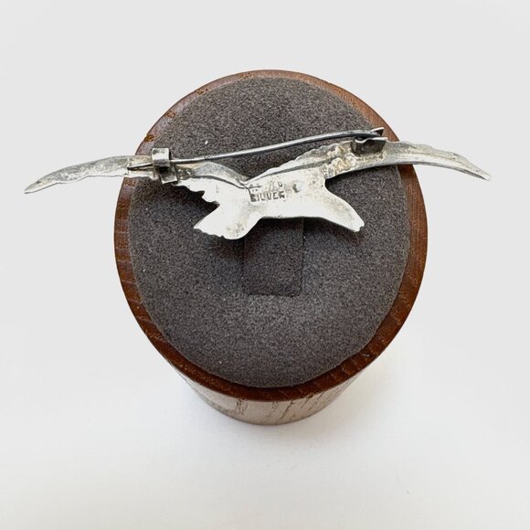 VTG Sterling Silver 925 Flying Seagull Textured Brooch Size 2.5" Length - Picture 9 of 14